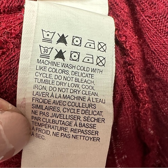 Lucky Brand Blouse Top Womens Plus 2X Boho Peasant Crochet Red Embroidered Linen - Picture 12 of 13